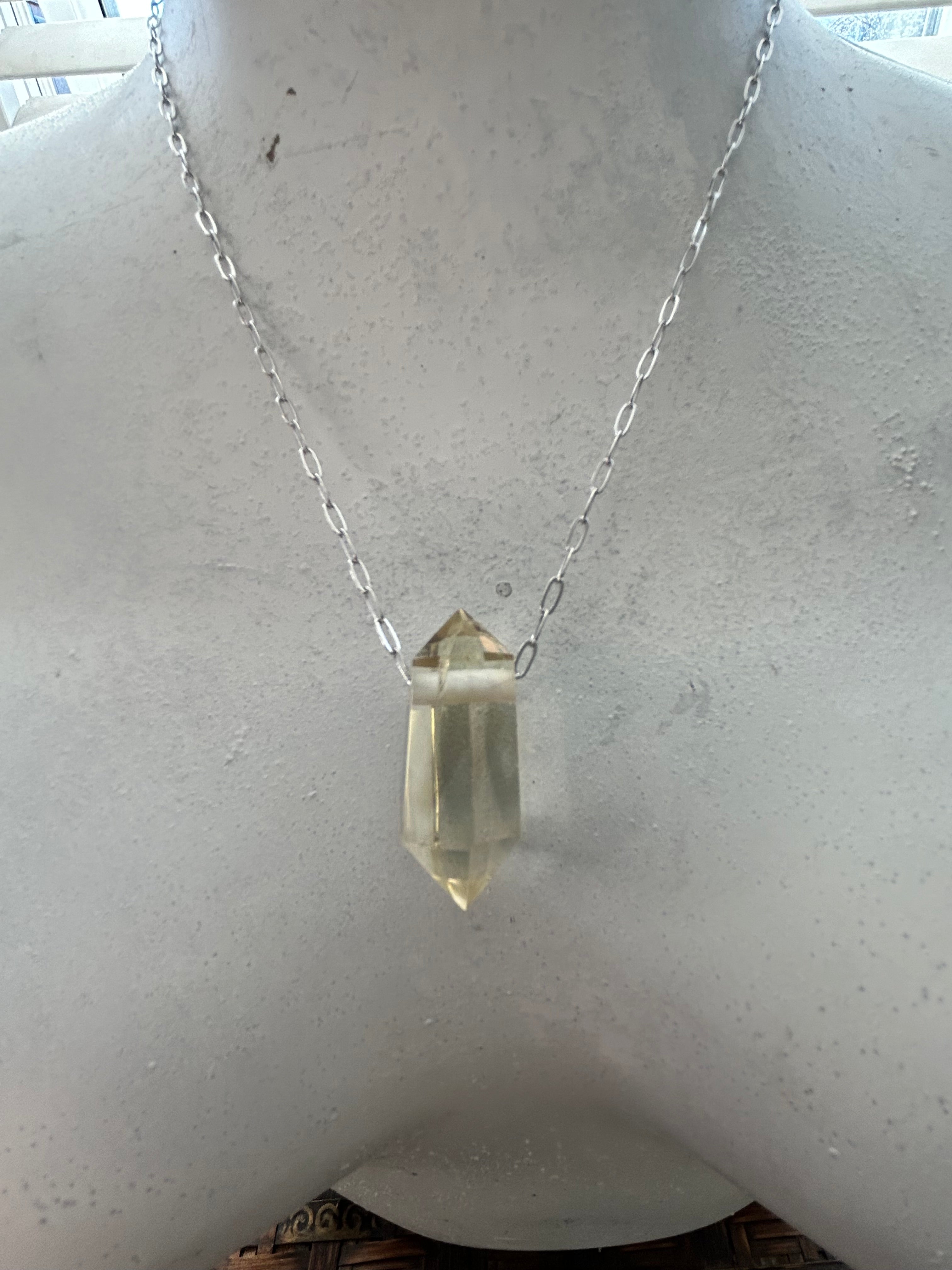 Double Terminated Citrine on Rhodium
