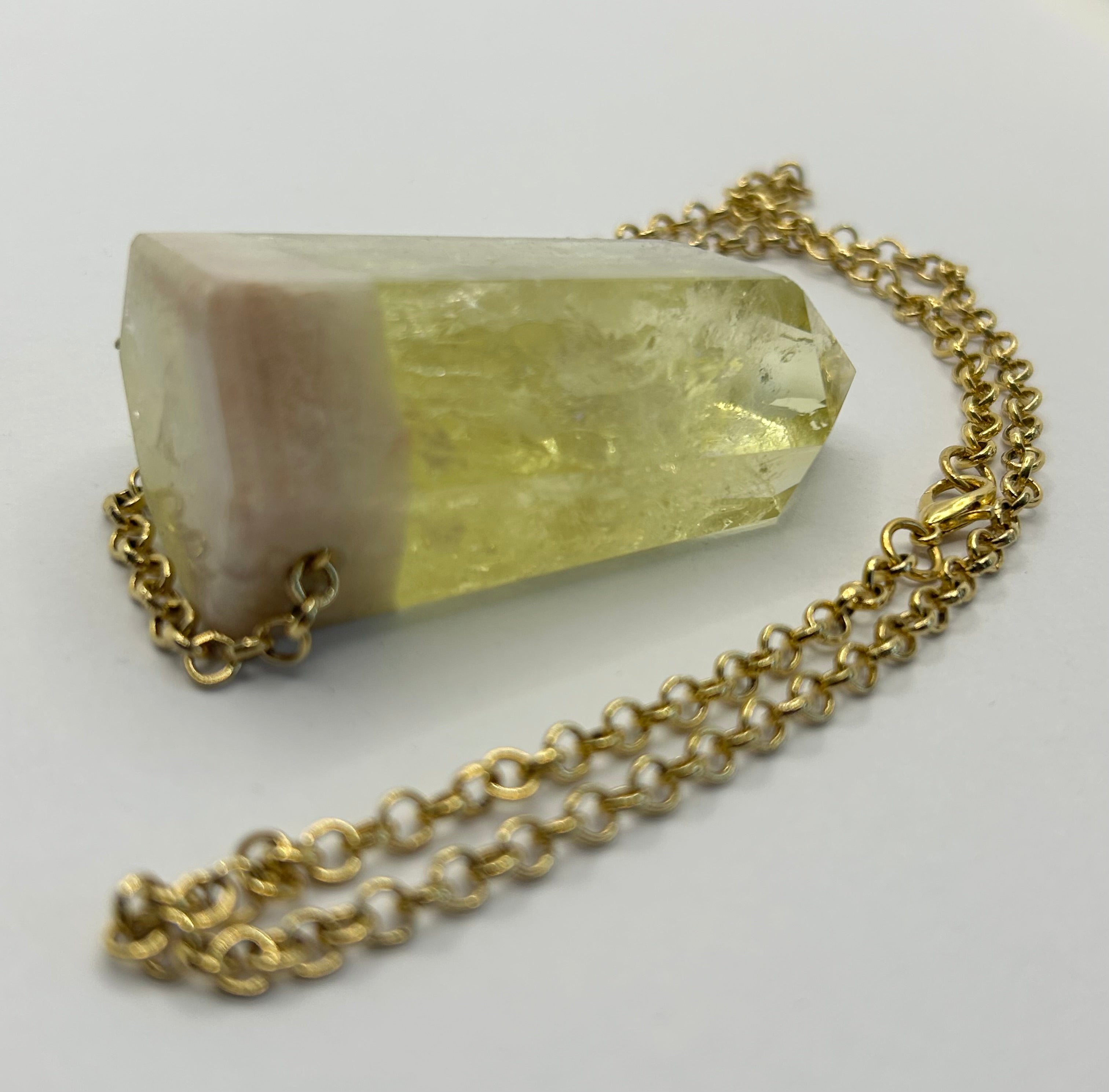 Milky Citrine on Gold Plate