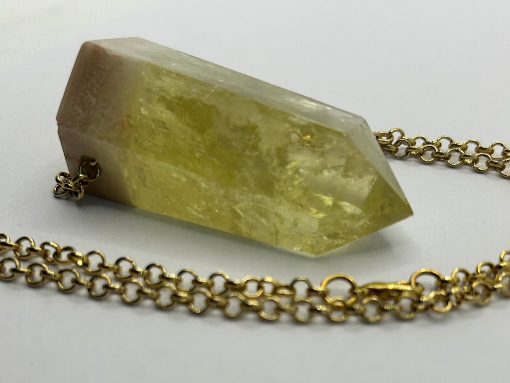 Milky Citrine on Gold Plate