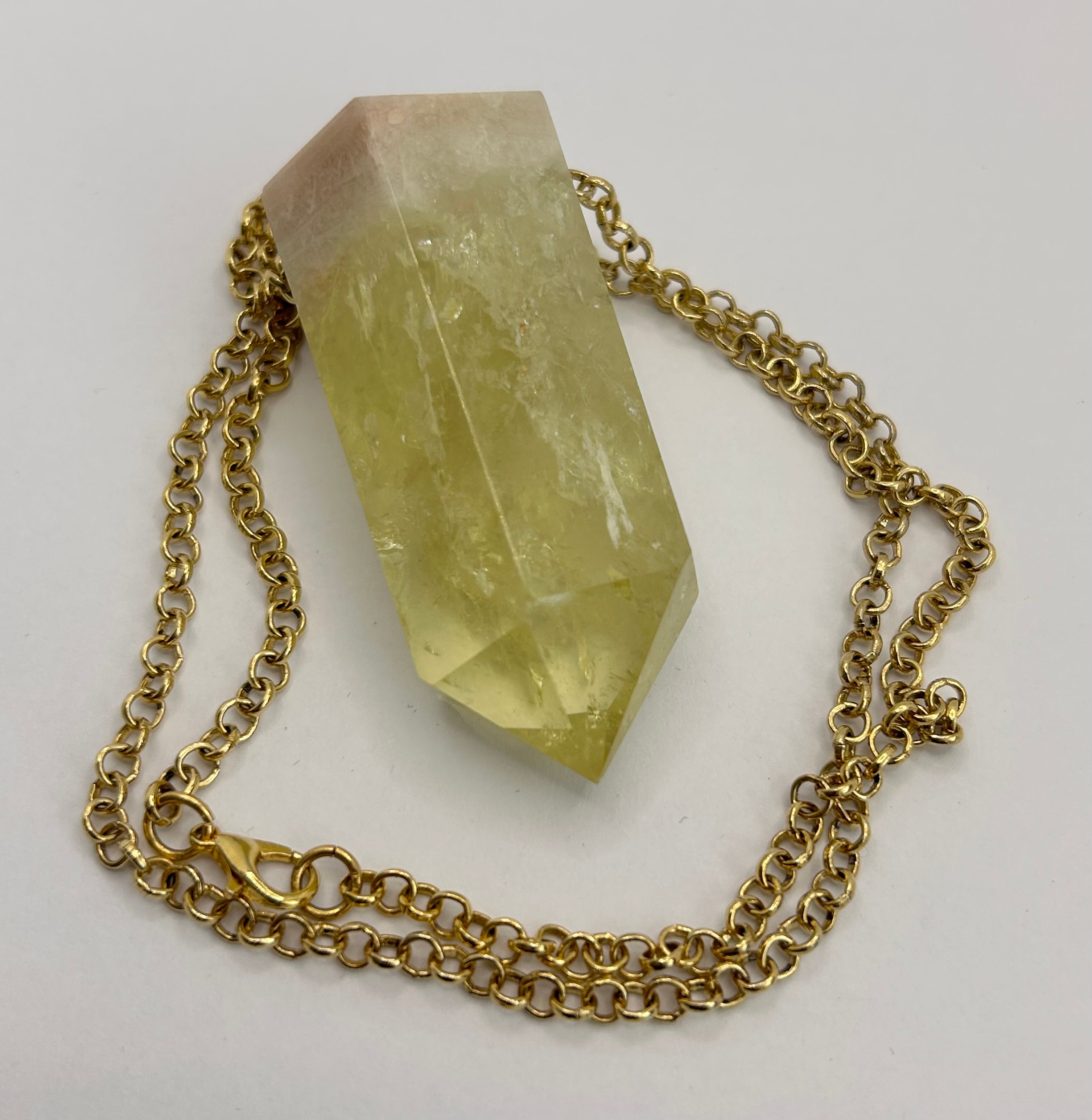 Milky Citrine on Gold Plate