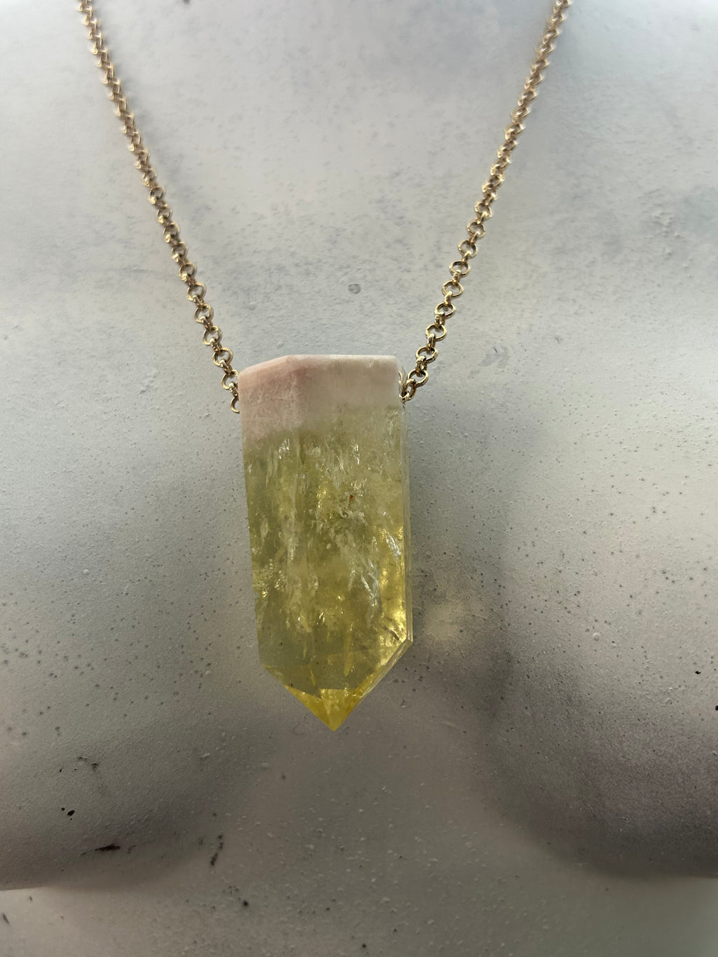 Milky Citrine on Gold Plate