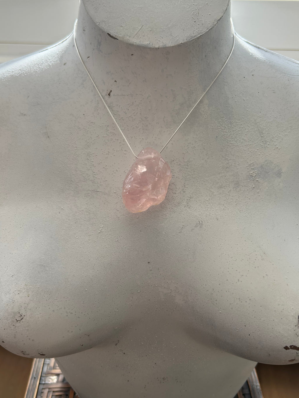 Raw Rose Quartz on Sterling Silver