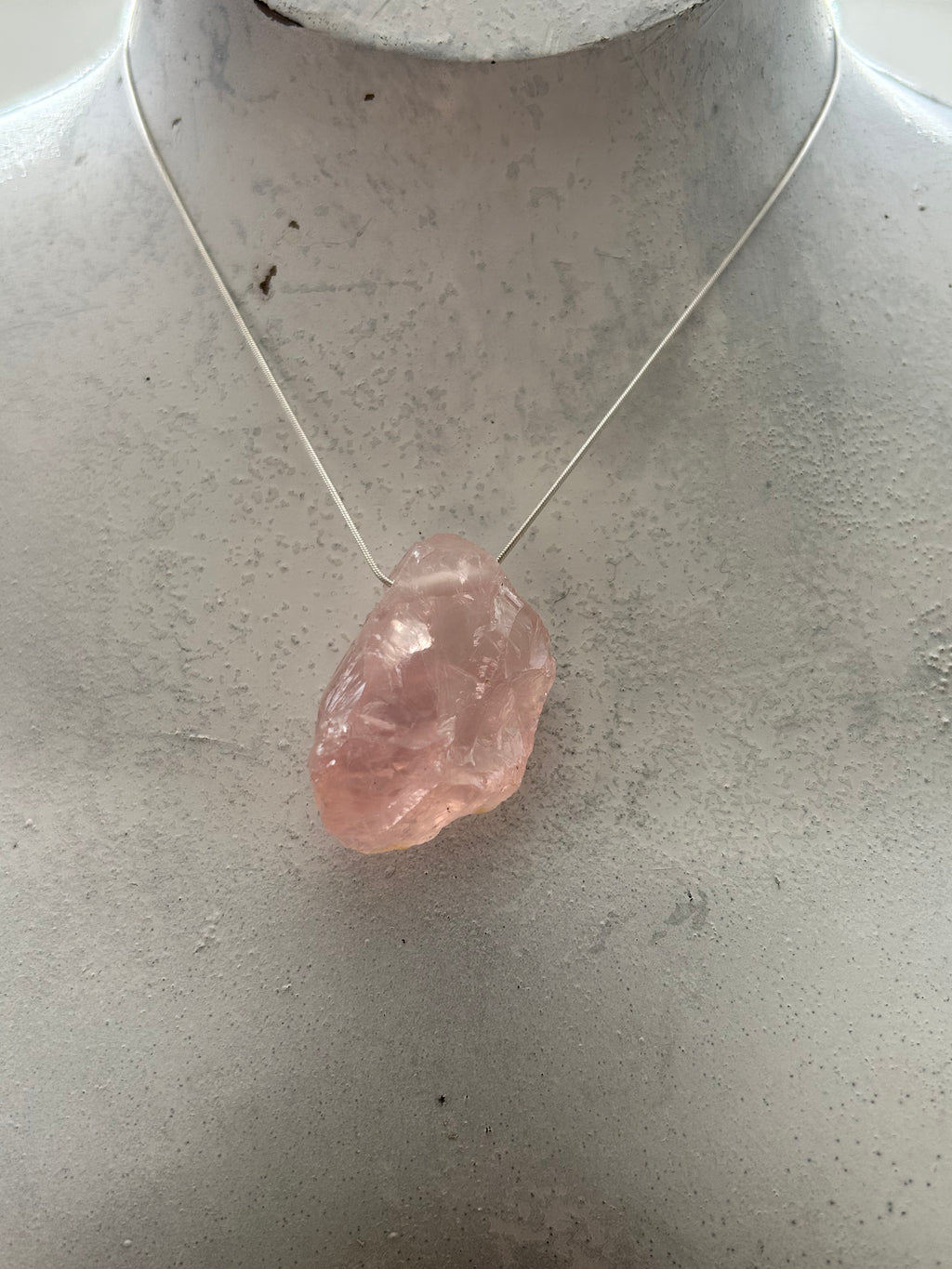 Raw Rose Quartz on Sterling Silver