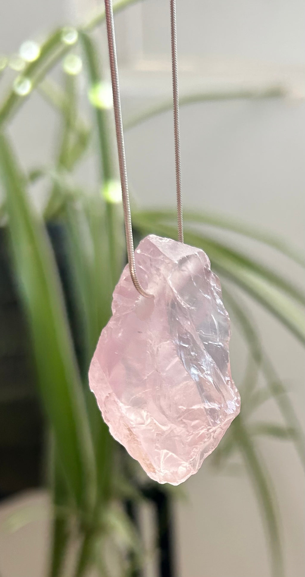 Raw Rose Quartz on Sterling Silver
