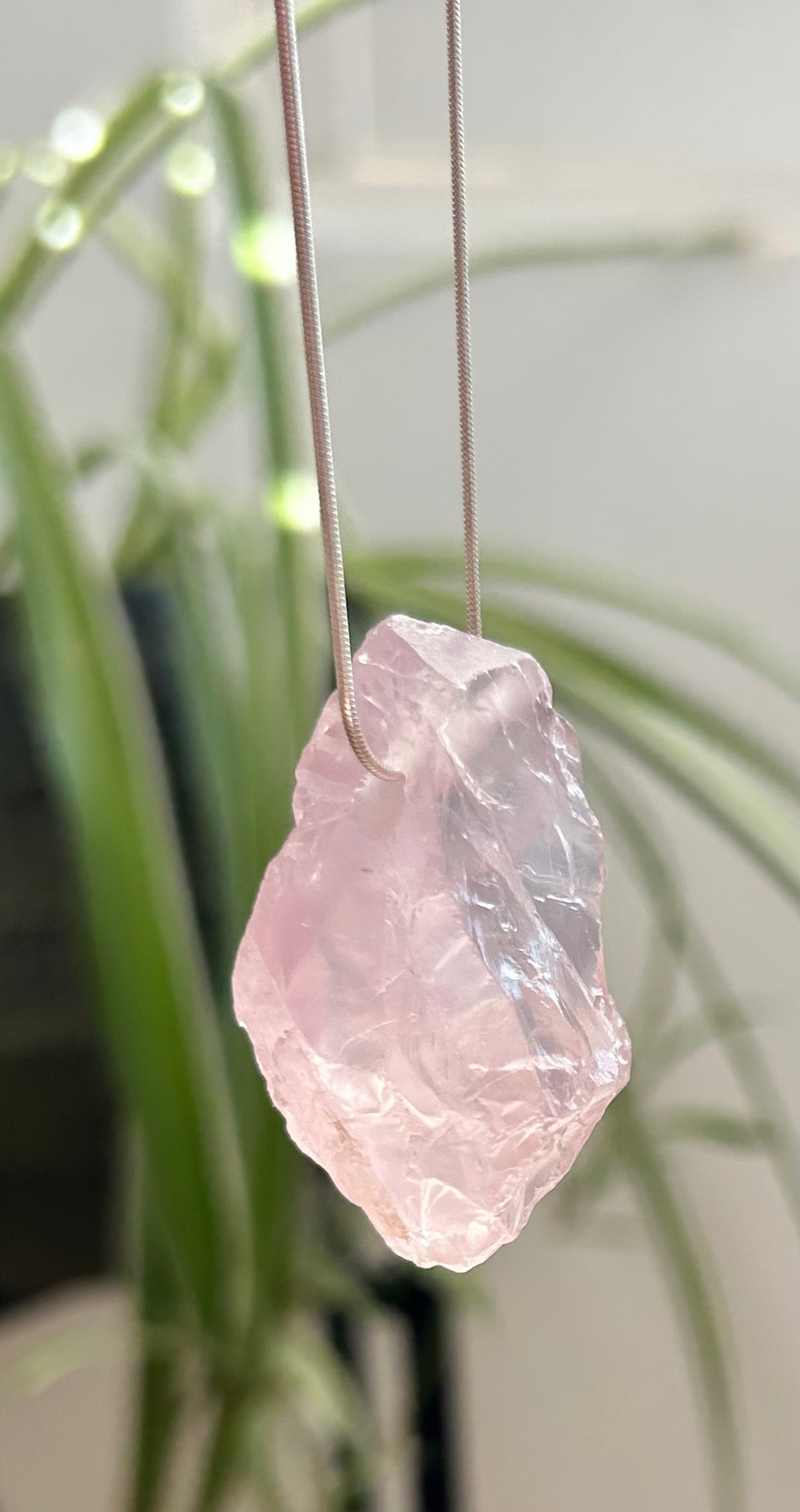 Raw Rose Quartz on Sterling Silver