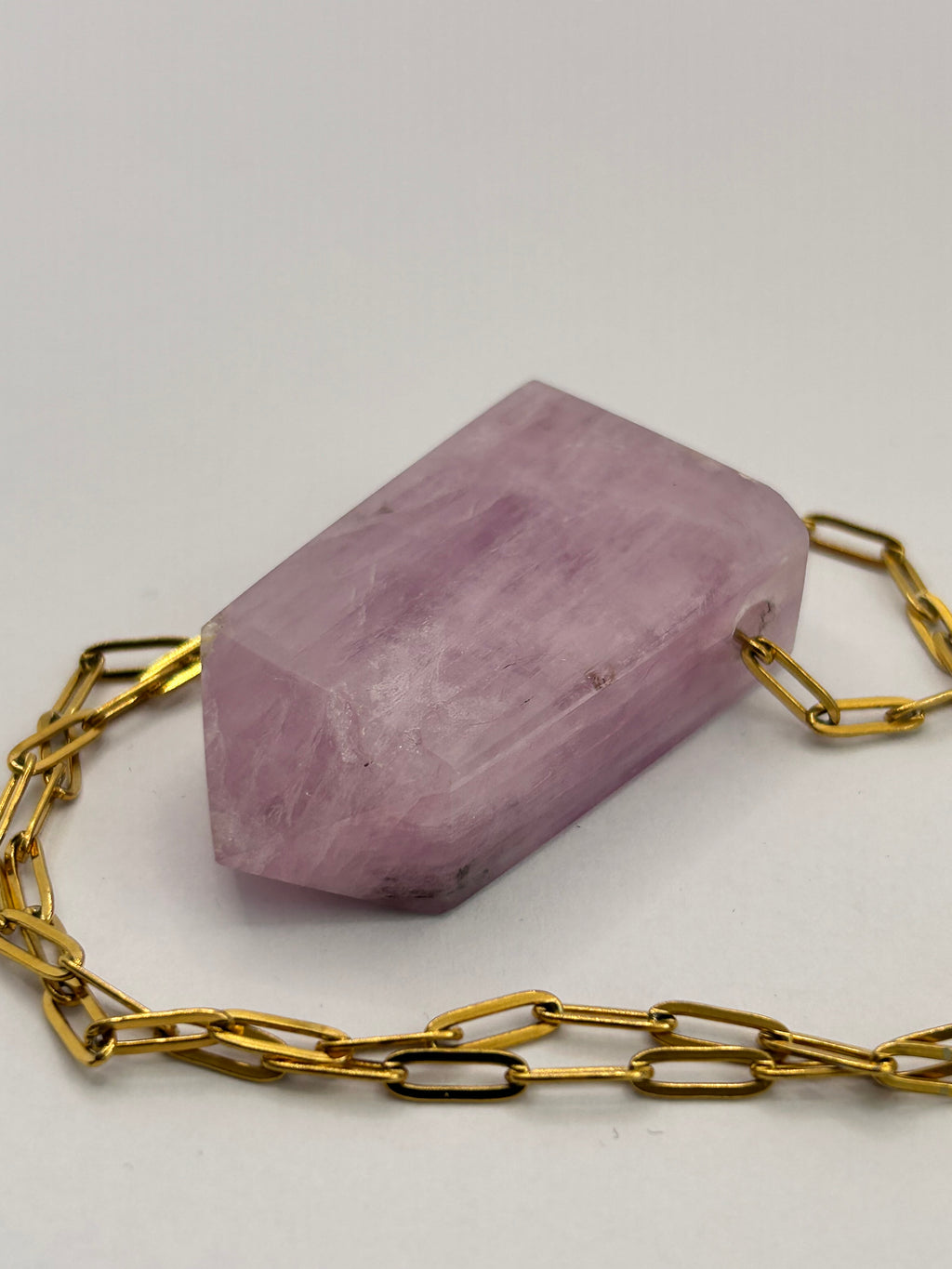 Kunzite on Gold Plate