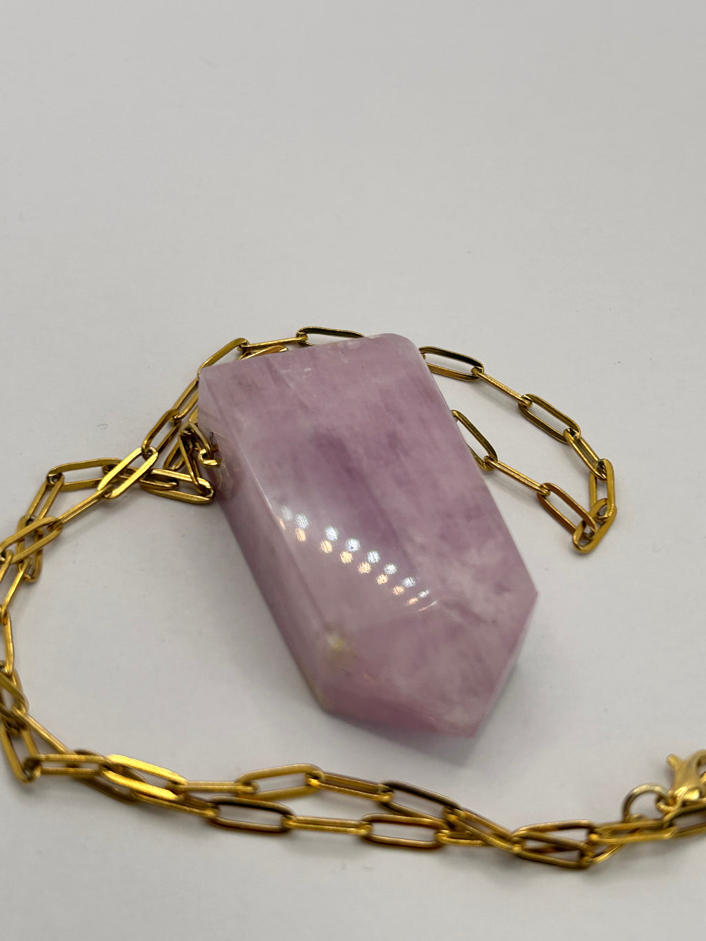 Kunzite on Gold Plate