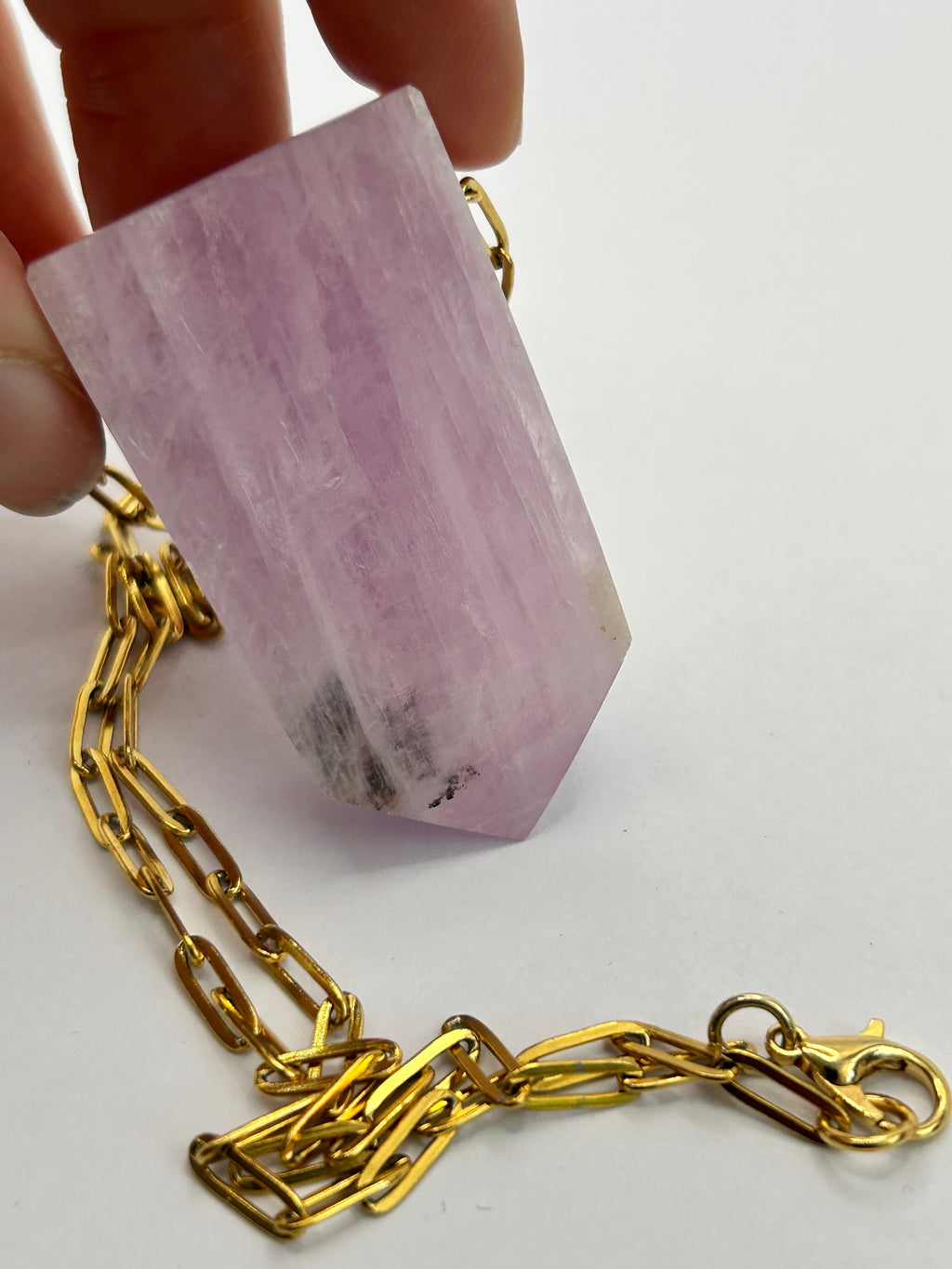 Kunzite on Gold Plate