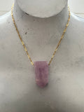 Kunzite on Gold Plate