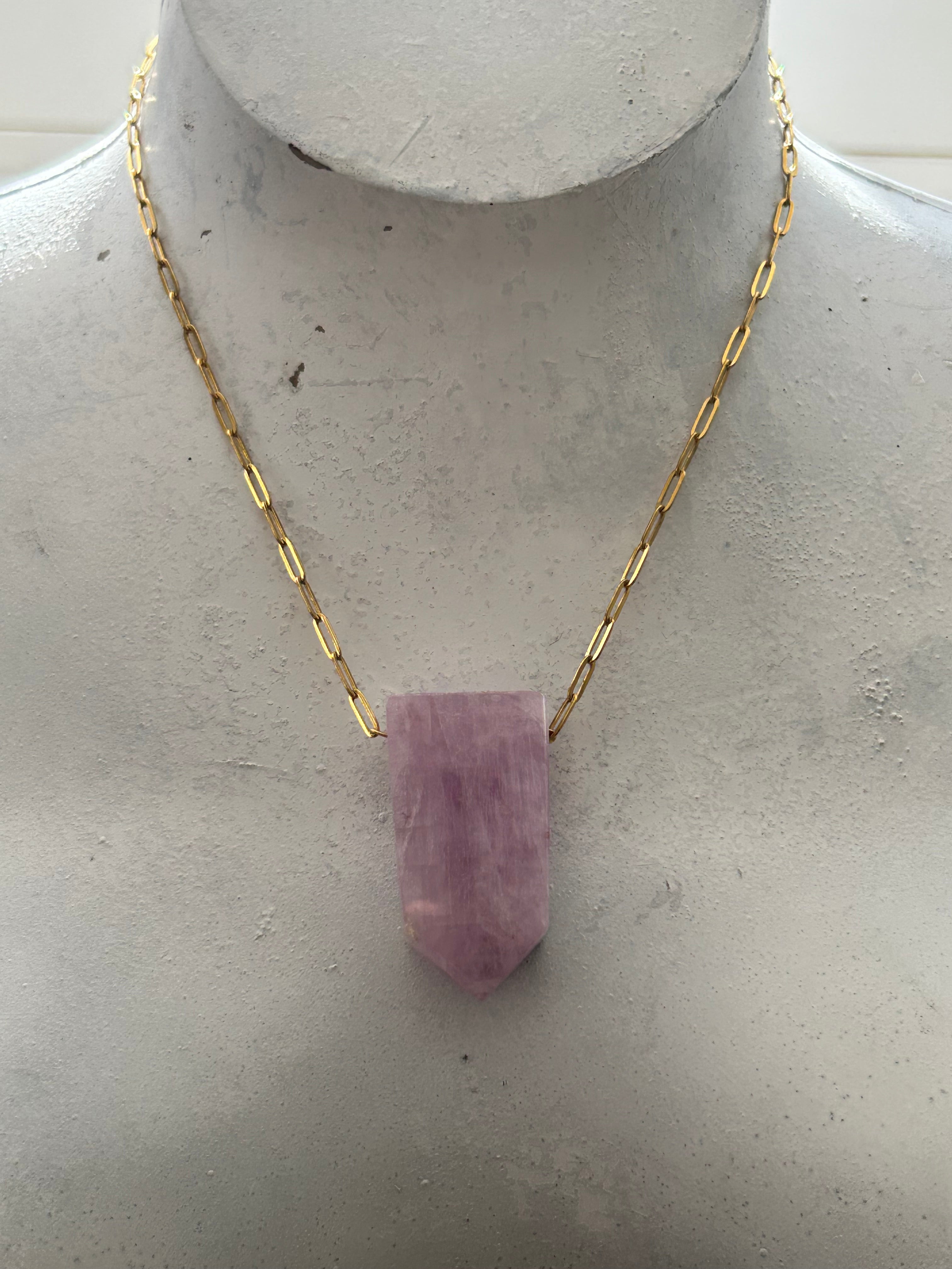 Kunzite on Gold Plate