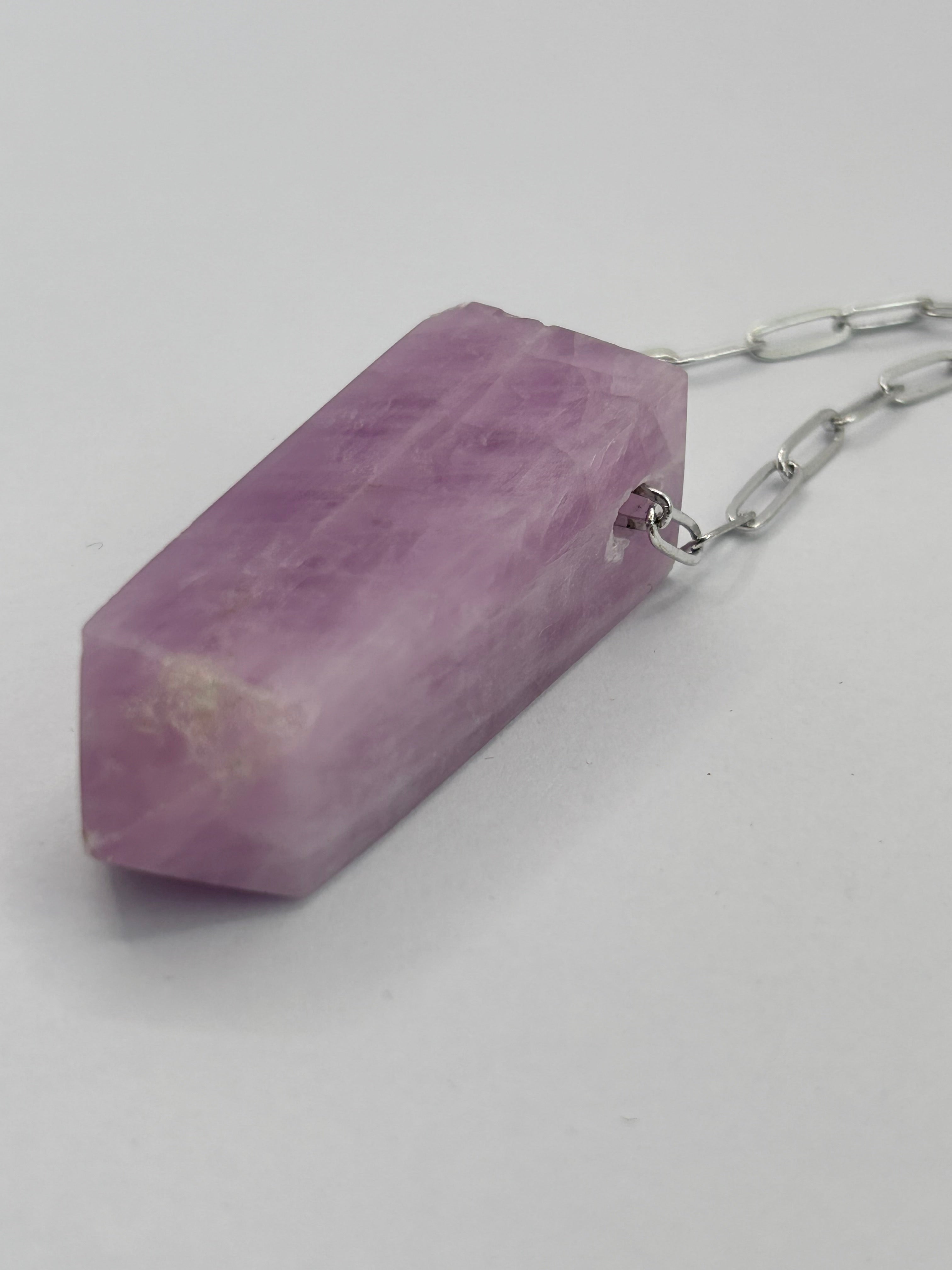 Kunzite on Silver Plate