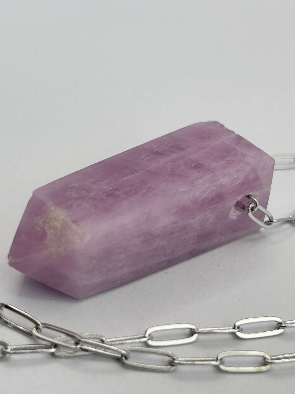 Kunzite on Silver Plate