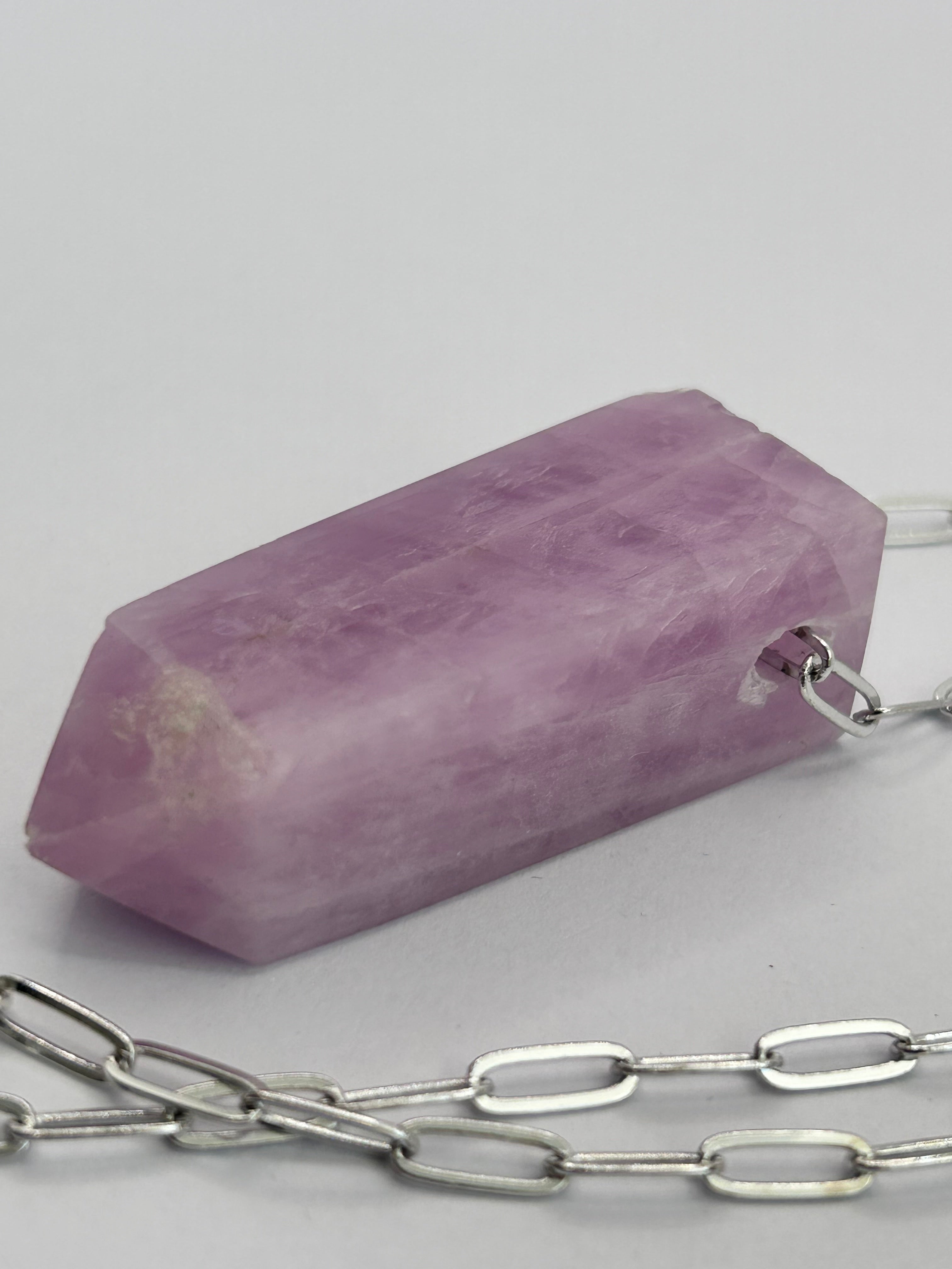 Kunzite on Silver Plate