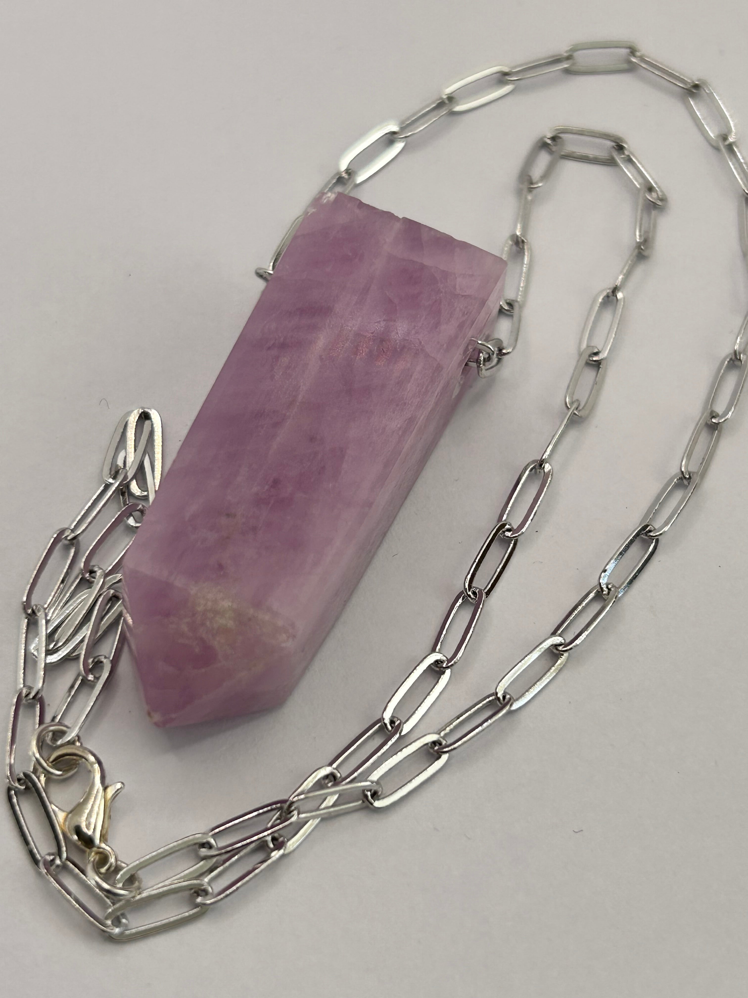 Kunzite on Silver Plate