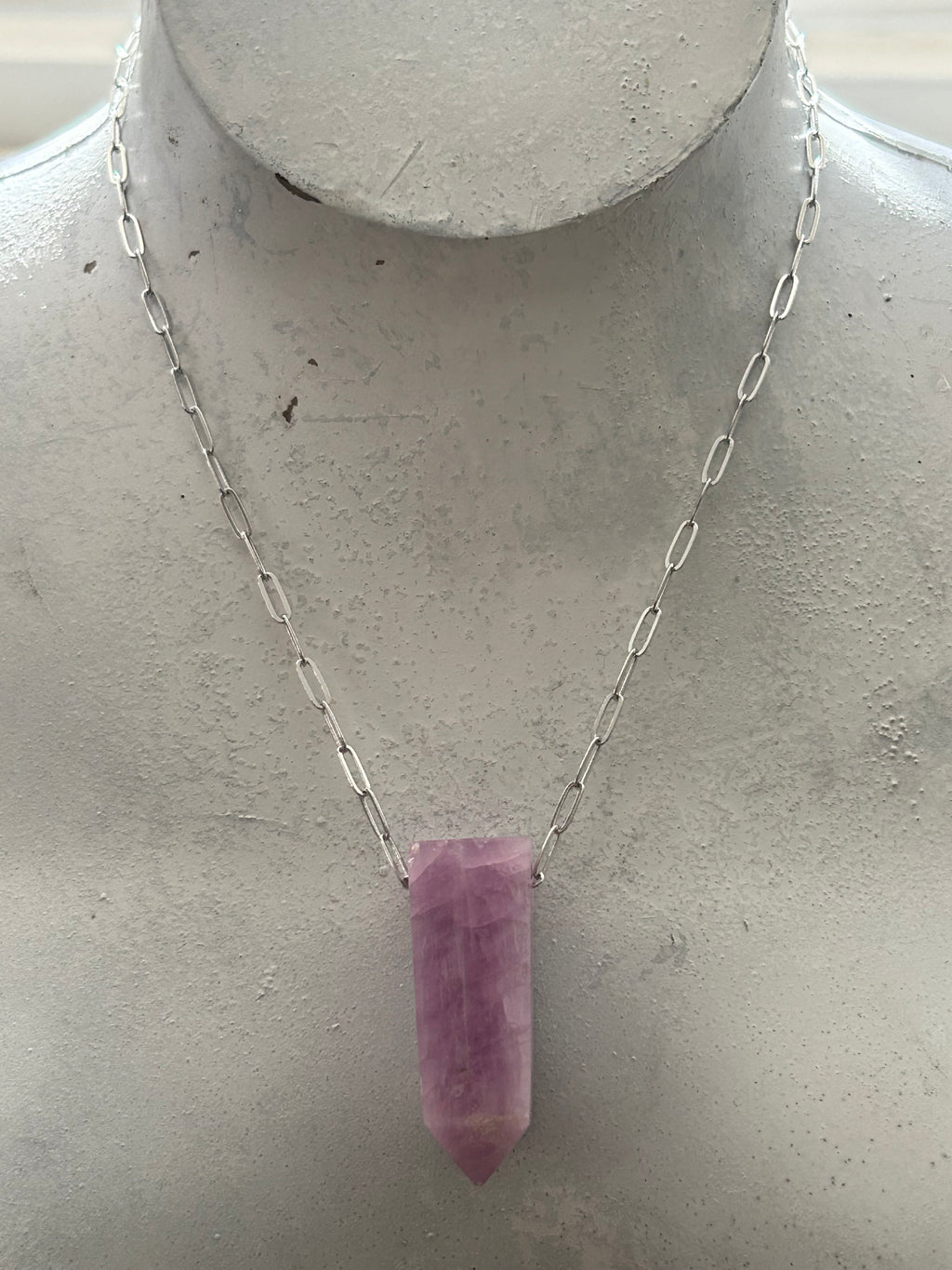 Kunzite on Silver Plate