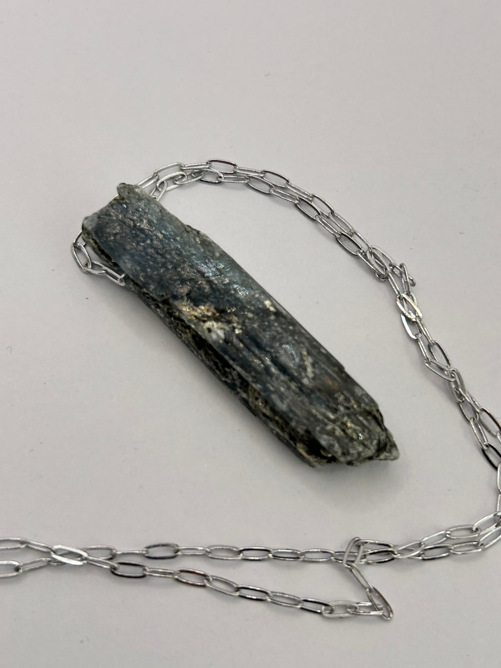 Raw Blue Kyanite on Rhodium