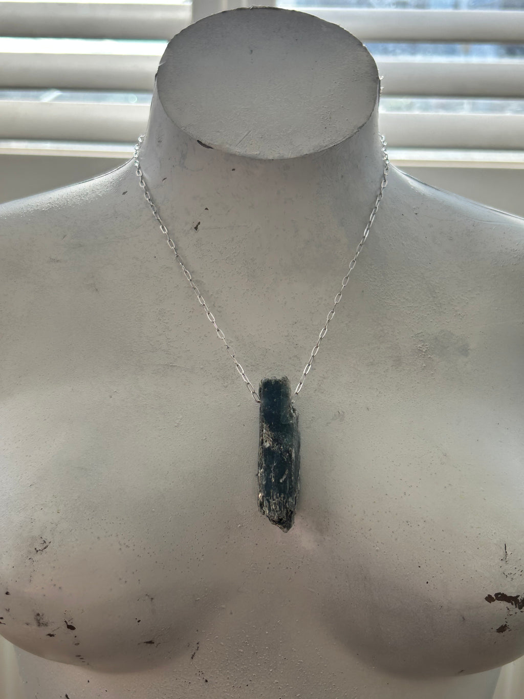 Raw Blue Kyanite on Rhodium