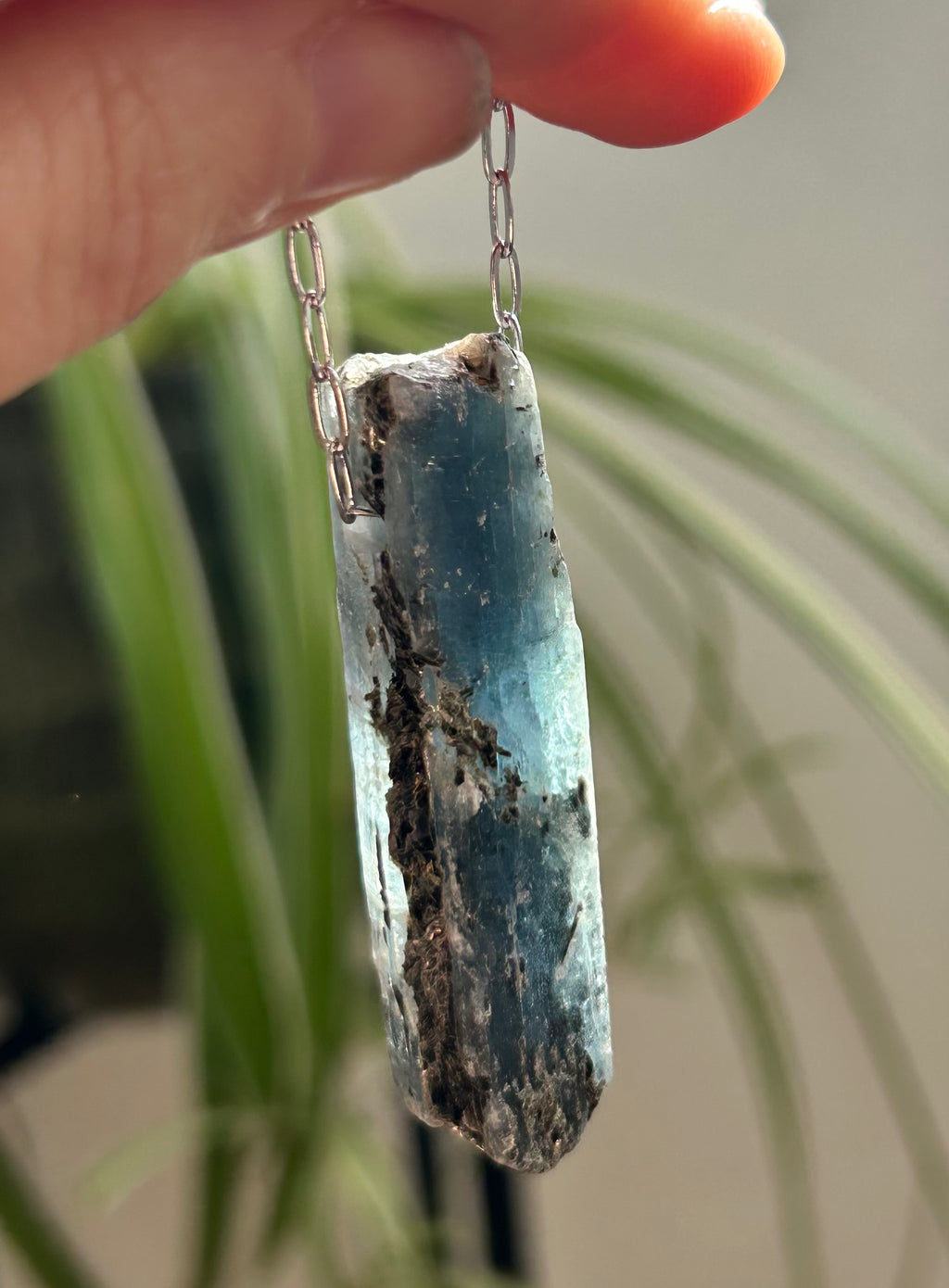 Raw Blue Kyanite on Rhodium