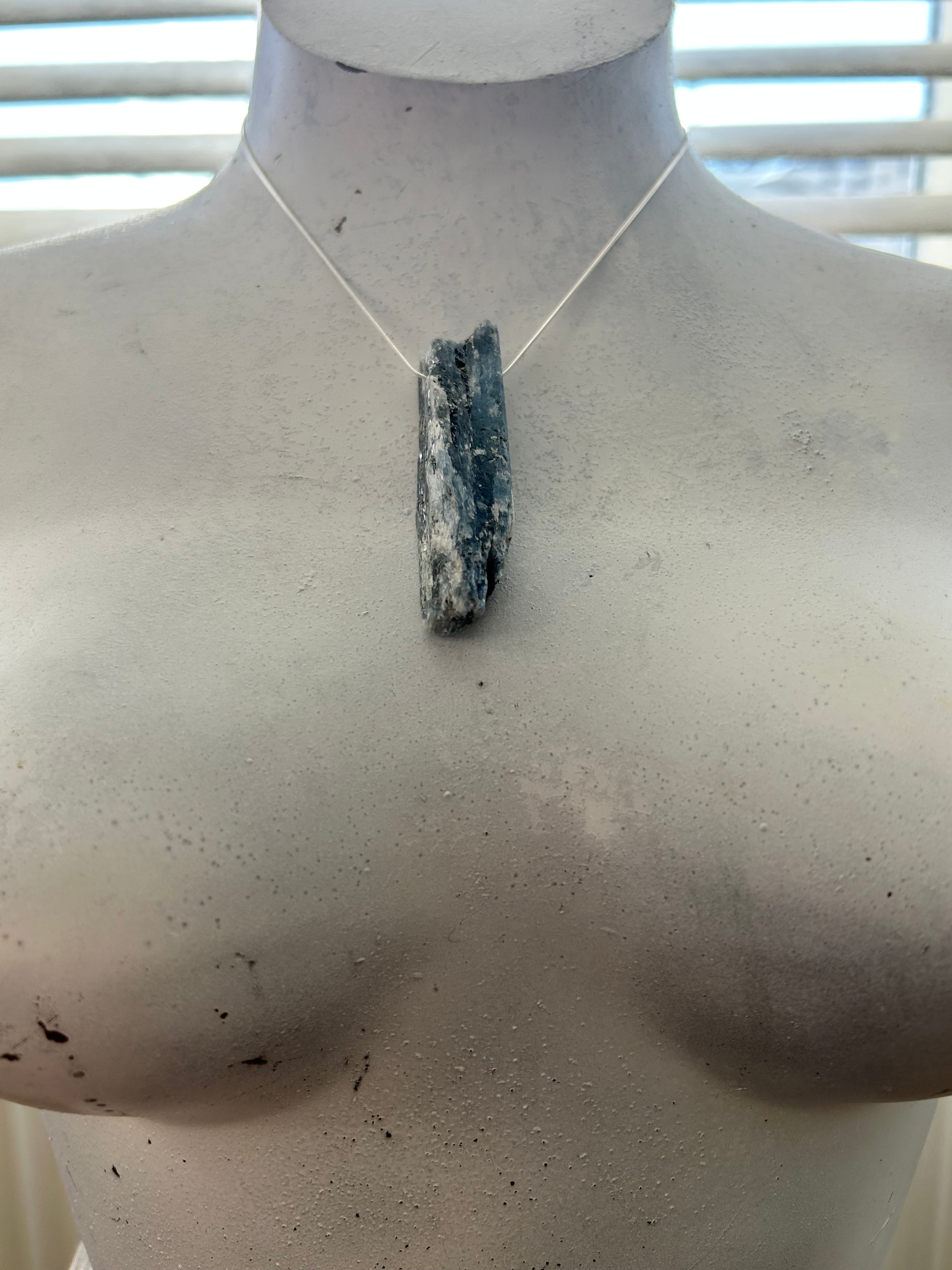 Raw Blue Kyanite on Sterling Silver