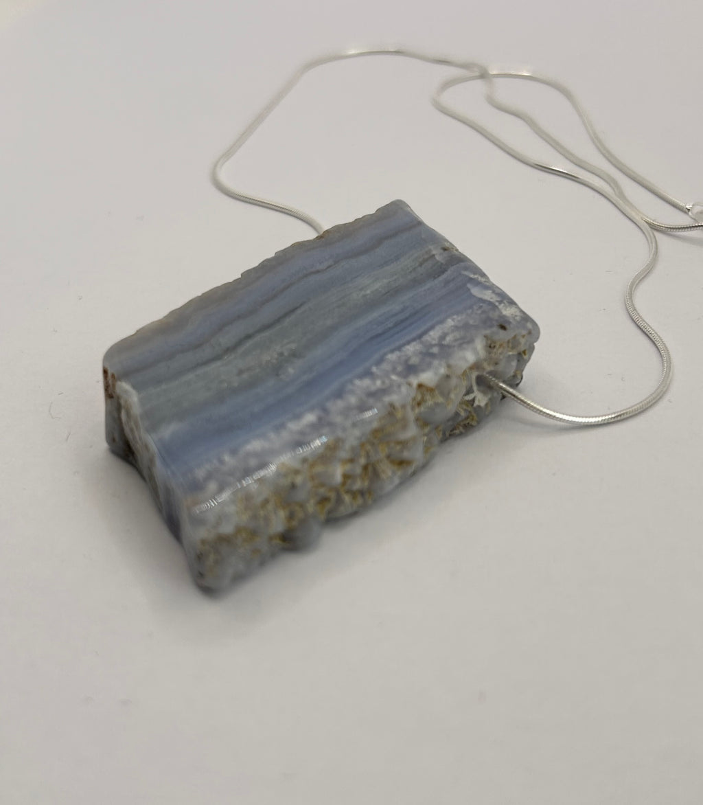 Blue Lace Agate on Sterling Silver