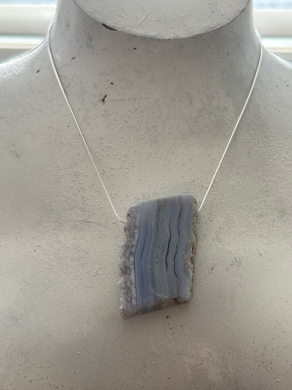 Blue Lace Agate on Sterling Silver