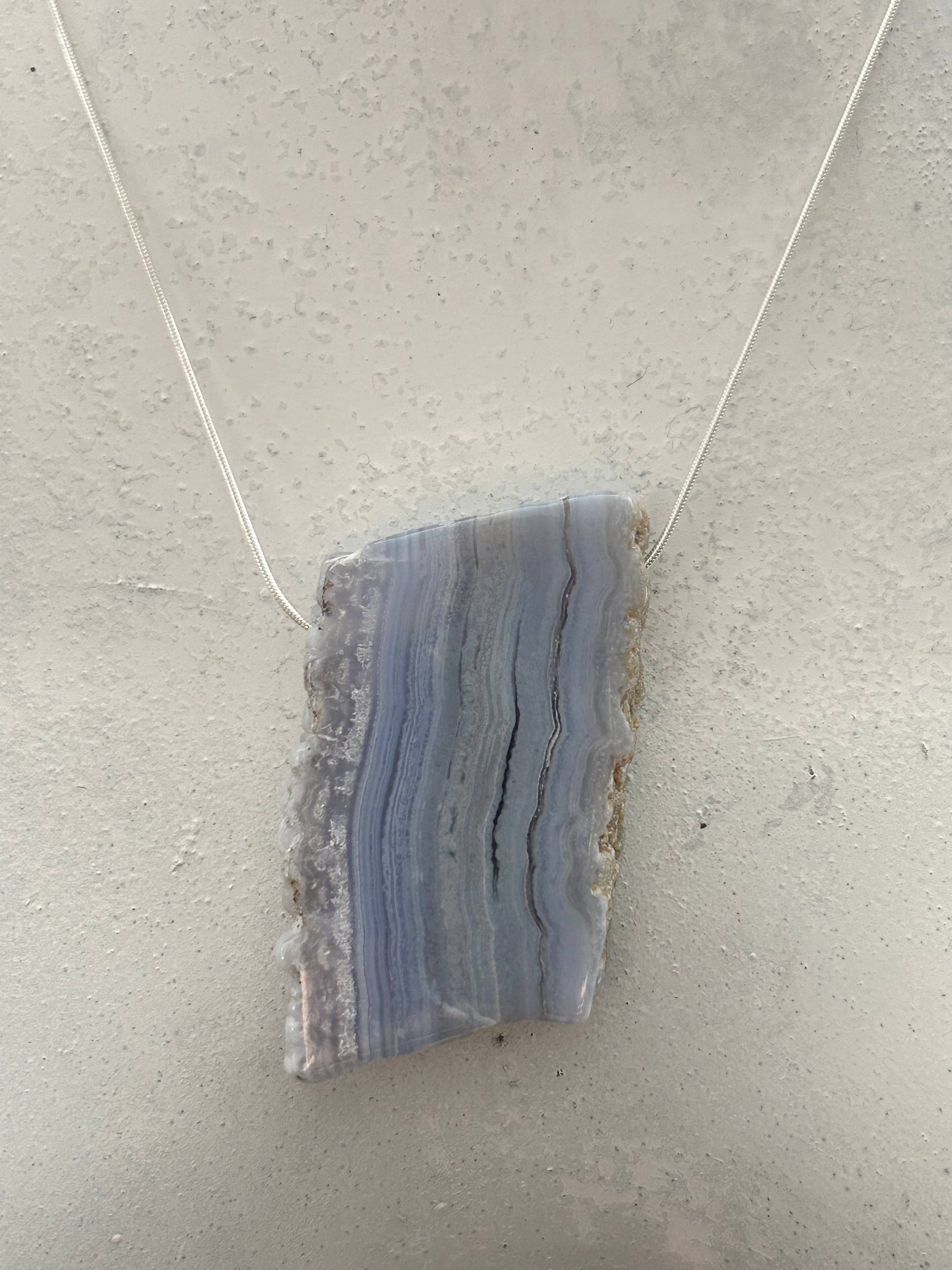 Blue Lace Agate on Sterling Silver