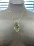 Raw Green Amethyst on Gold Plate