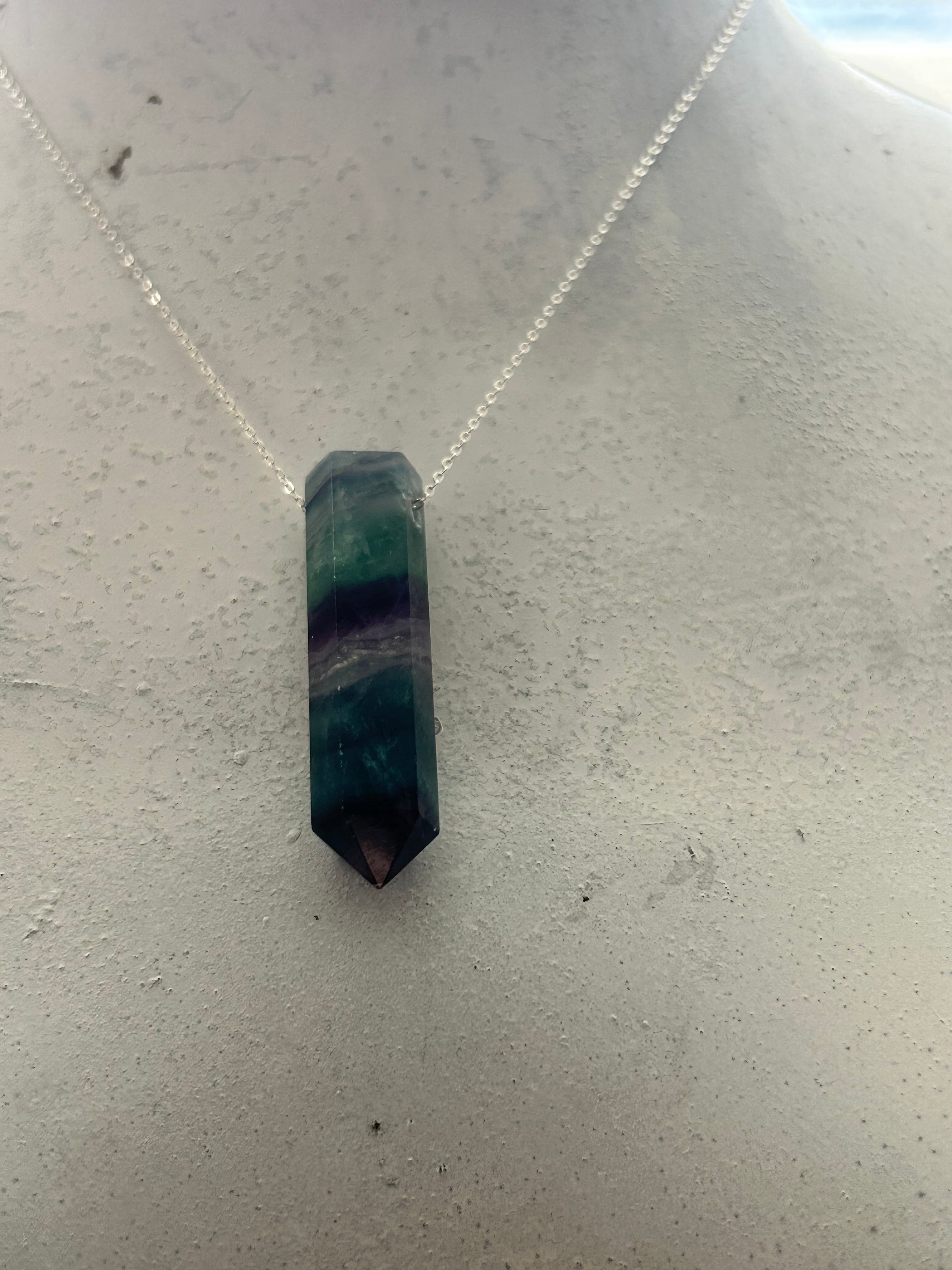 Fluorite on Sterling Silver Chain
