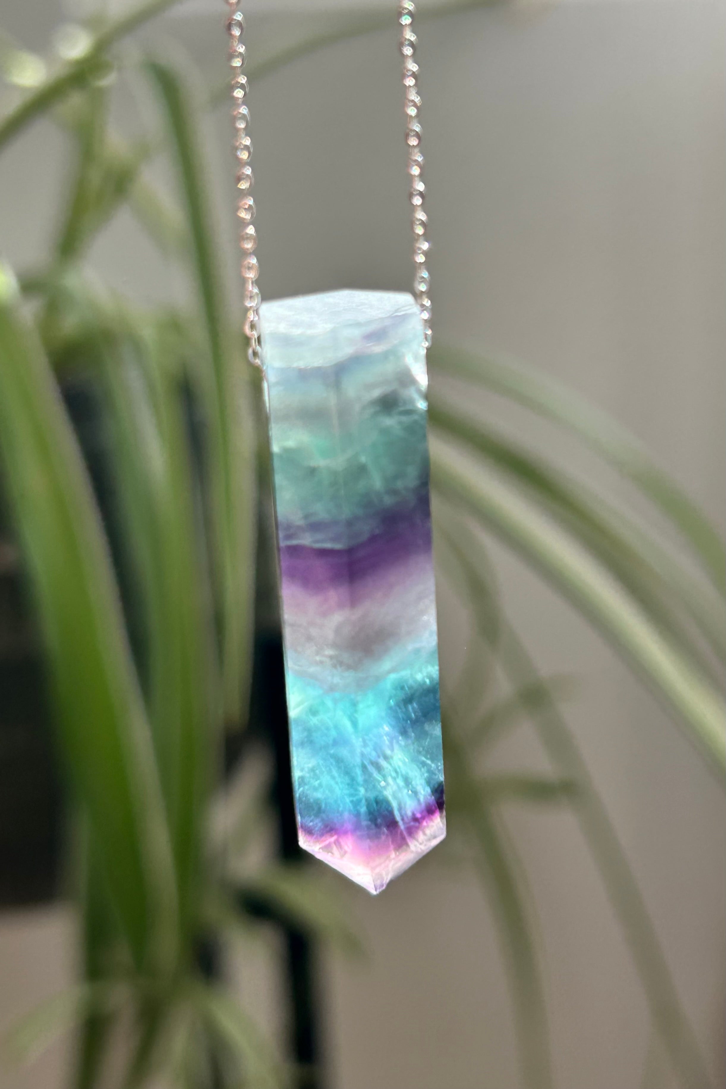 Fluorite on Sterling Silver Chain