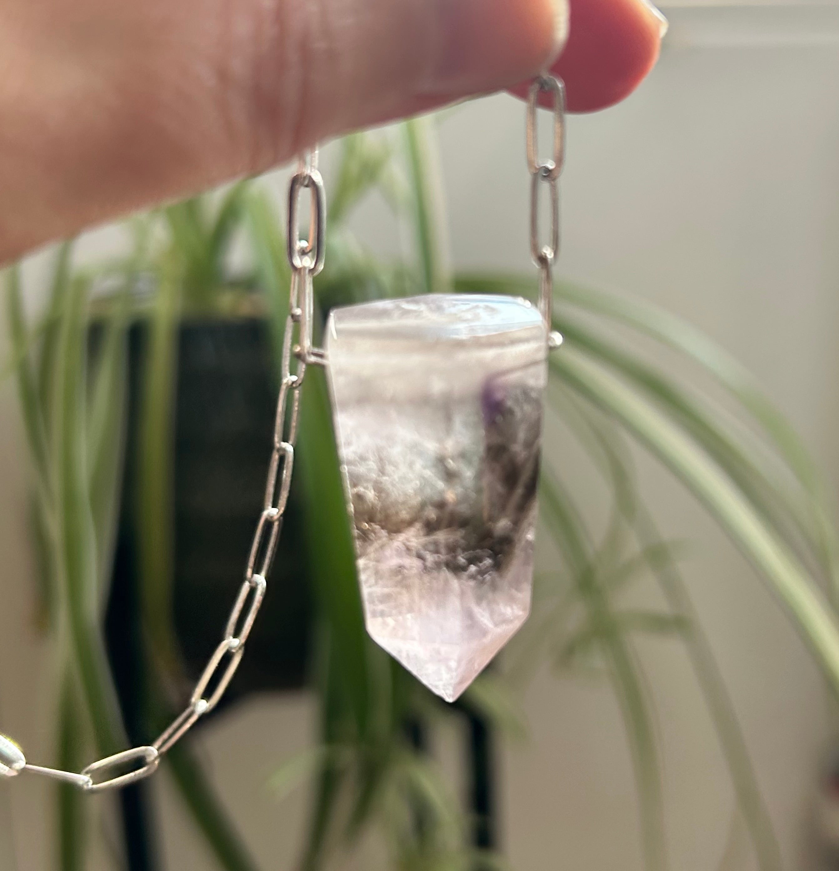 Smokey Amethyst on Rhodium