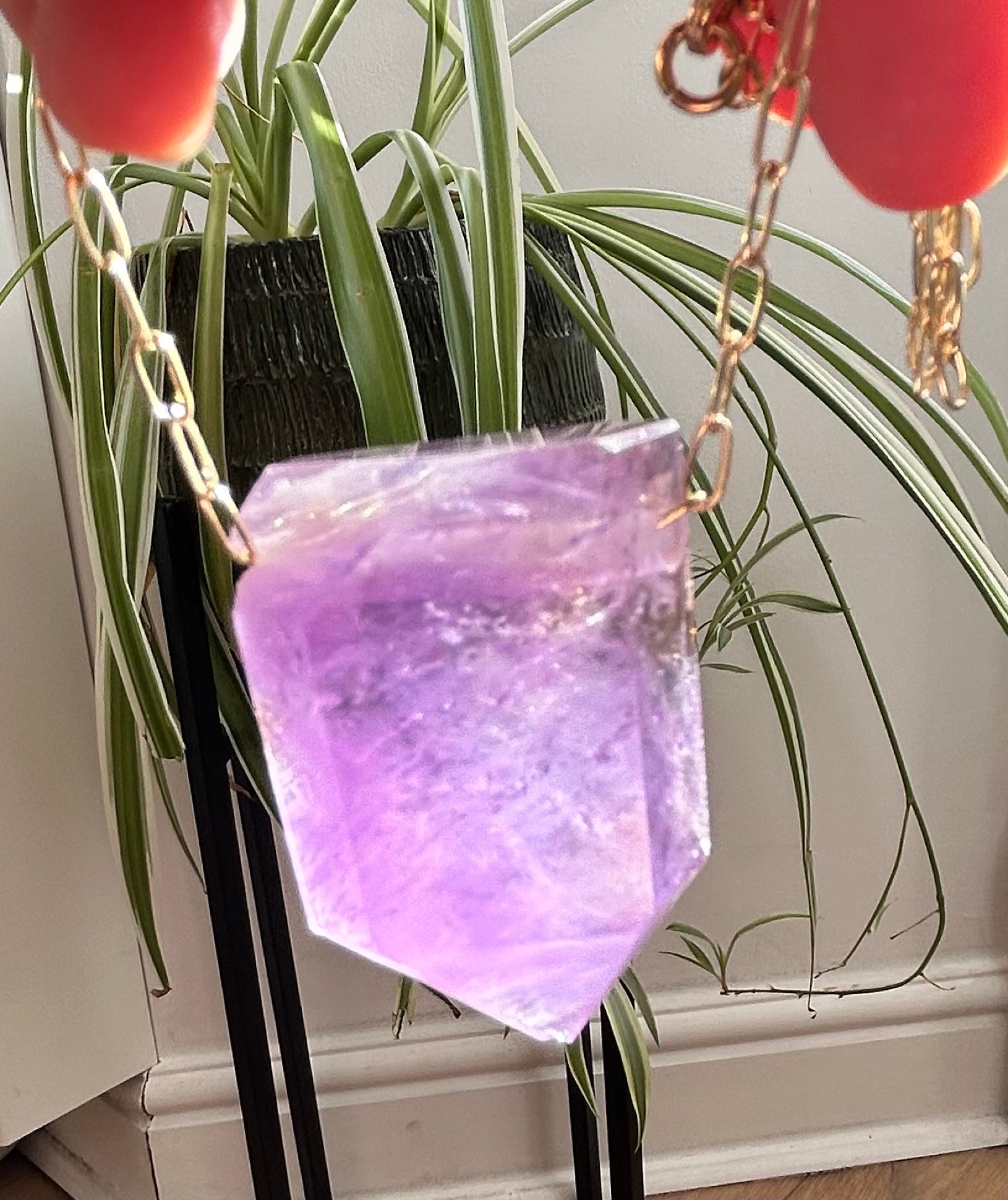 Amethyst on Gold Plate