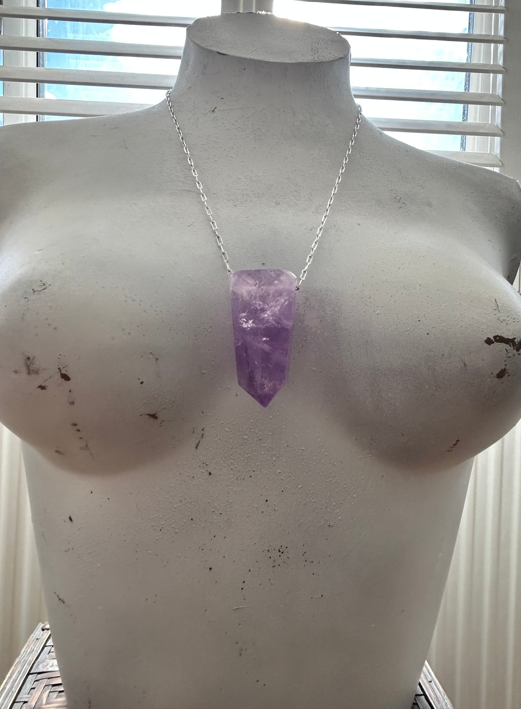 Amethyst on Rhodium