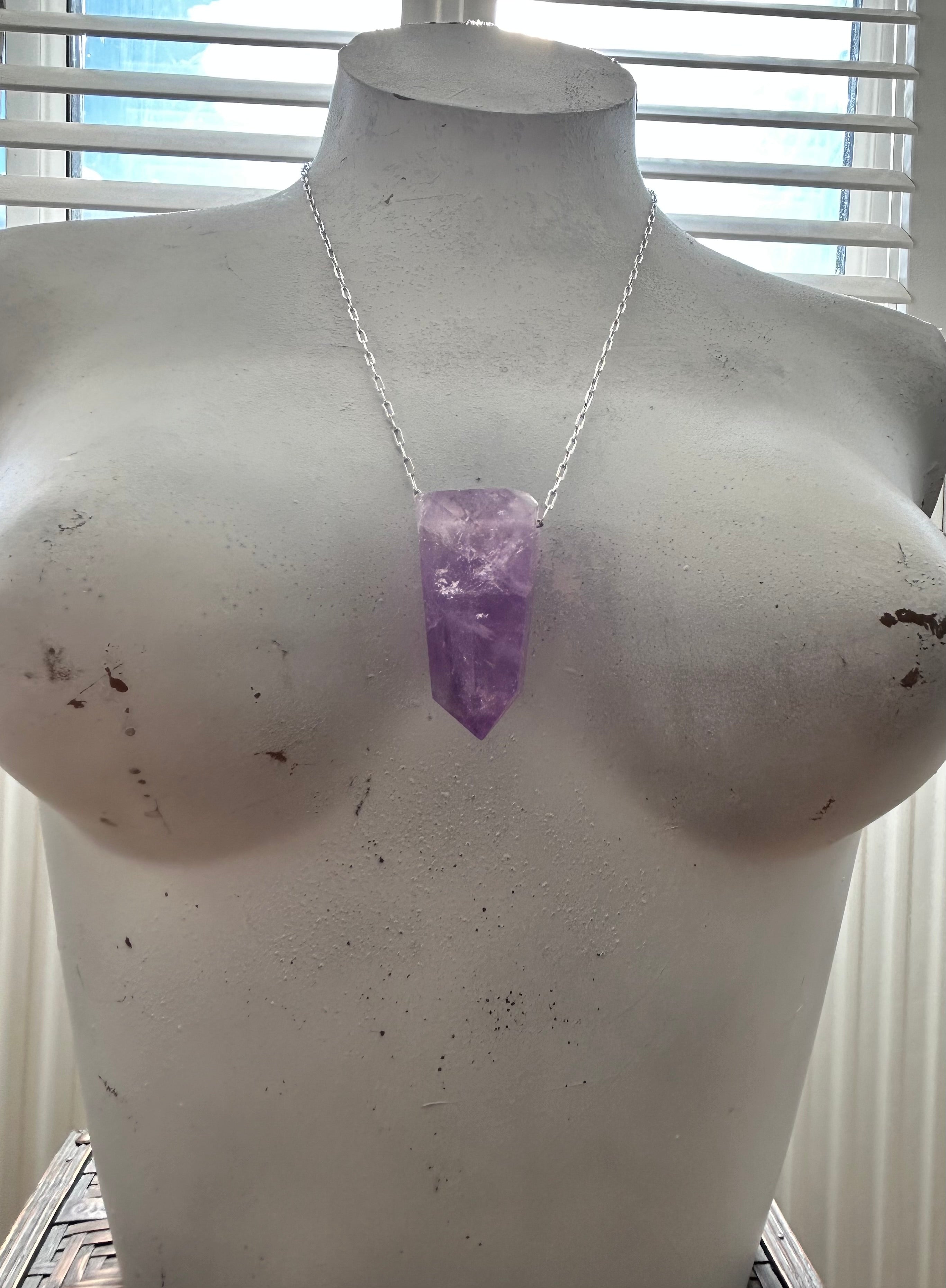 Amethyst on Rhodium
