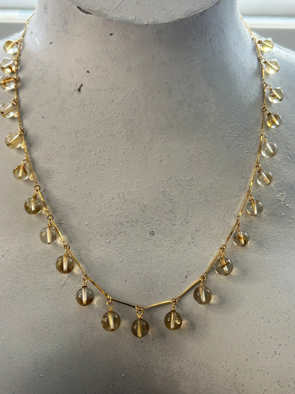 Citrine on Gold Plate Bubble Garland Necklace