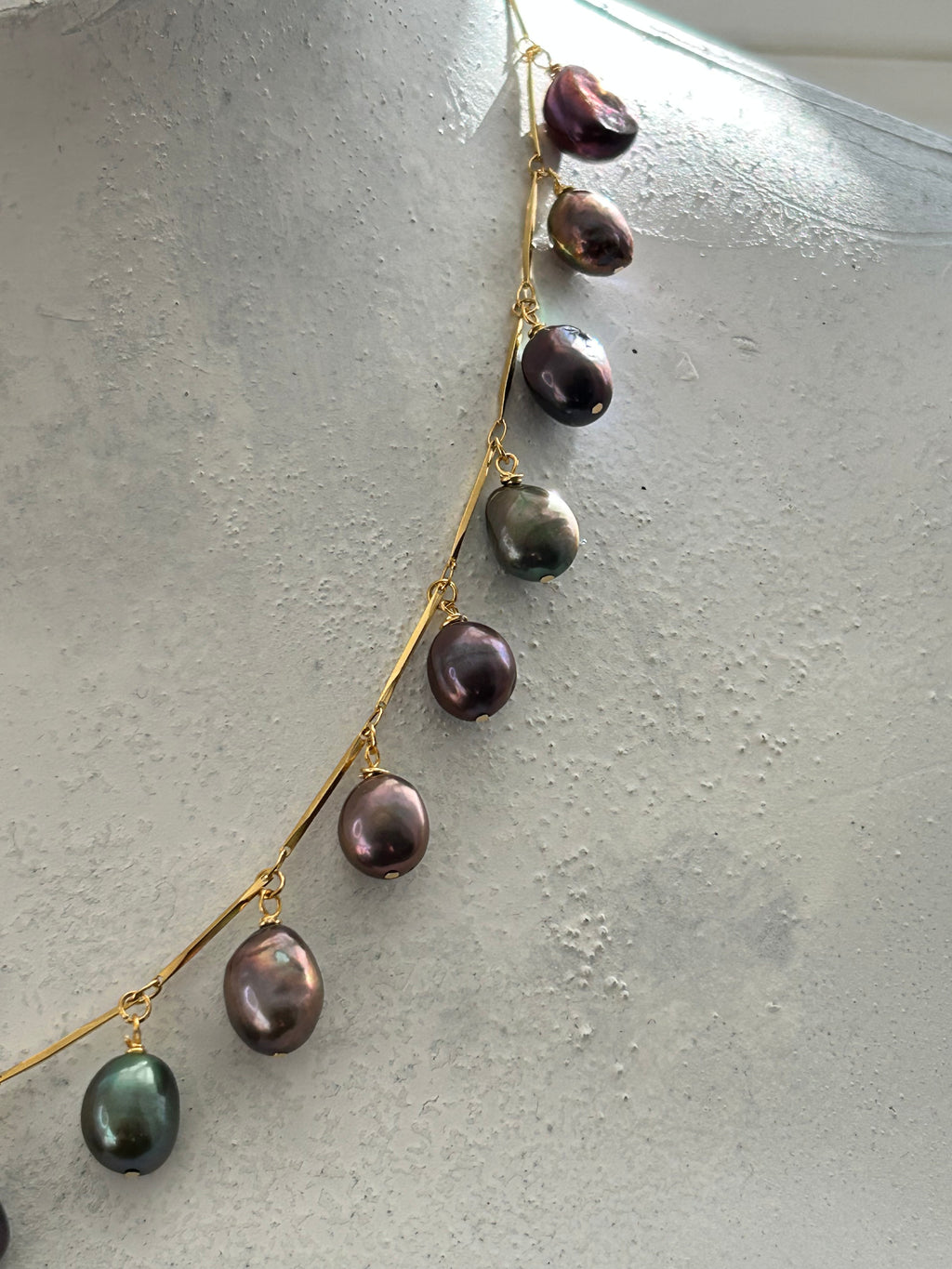 Baroque Freshwater Pearls on Gold Plate Bubble Garland Necklace