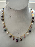 Multi-Colour Baroque Freshwater Pearls on Gold Plate Bubble Garland Necklace