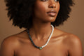 Pearl & Chalcedony on Gold Plate Necklace