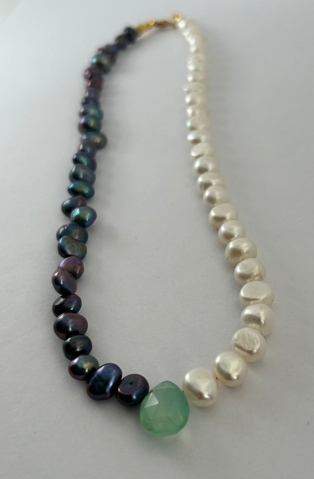 Pearl & Chalcedony on Gold Plate Necklace