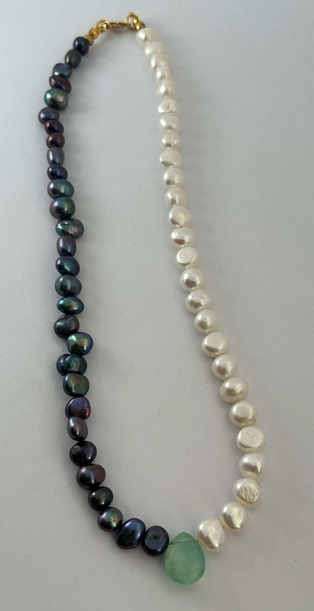 Pearl & Chalcedony on Gold Plate Necklace
