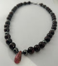Garnet, Hematite & Rhodonite on Steel Necklace