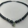 Snowflake Obsidian, Hematite & Emerald on Steel Necklace