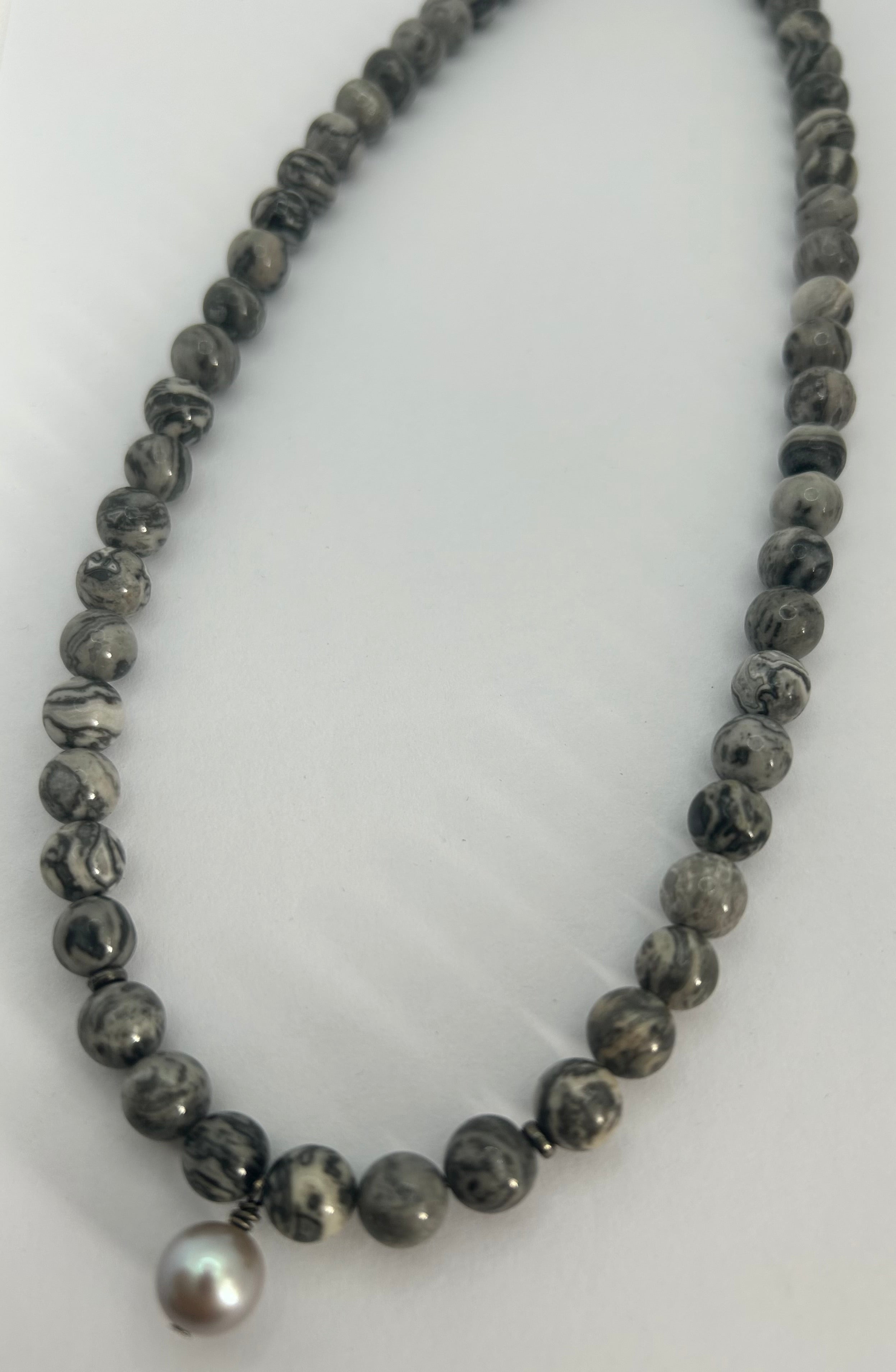 Netstone & Pearl on Steel Necklace