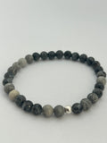 Netstone, Larvikite & Sterling Silver Bead Bracelet