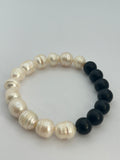 Large Matte Onyx & Pearl Bracelet