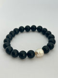 Large Matte Onyx & Pearl Bracelet