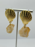 Citrine on Gold Plated Shell