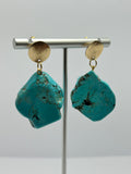 Turquoise Magnesite on Gold Plate