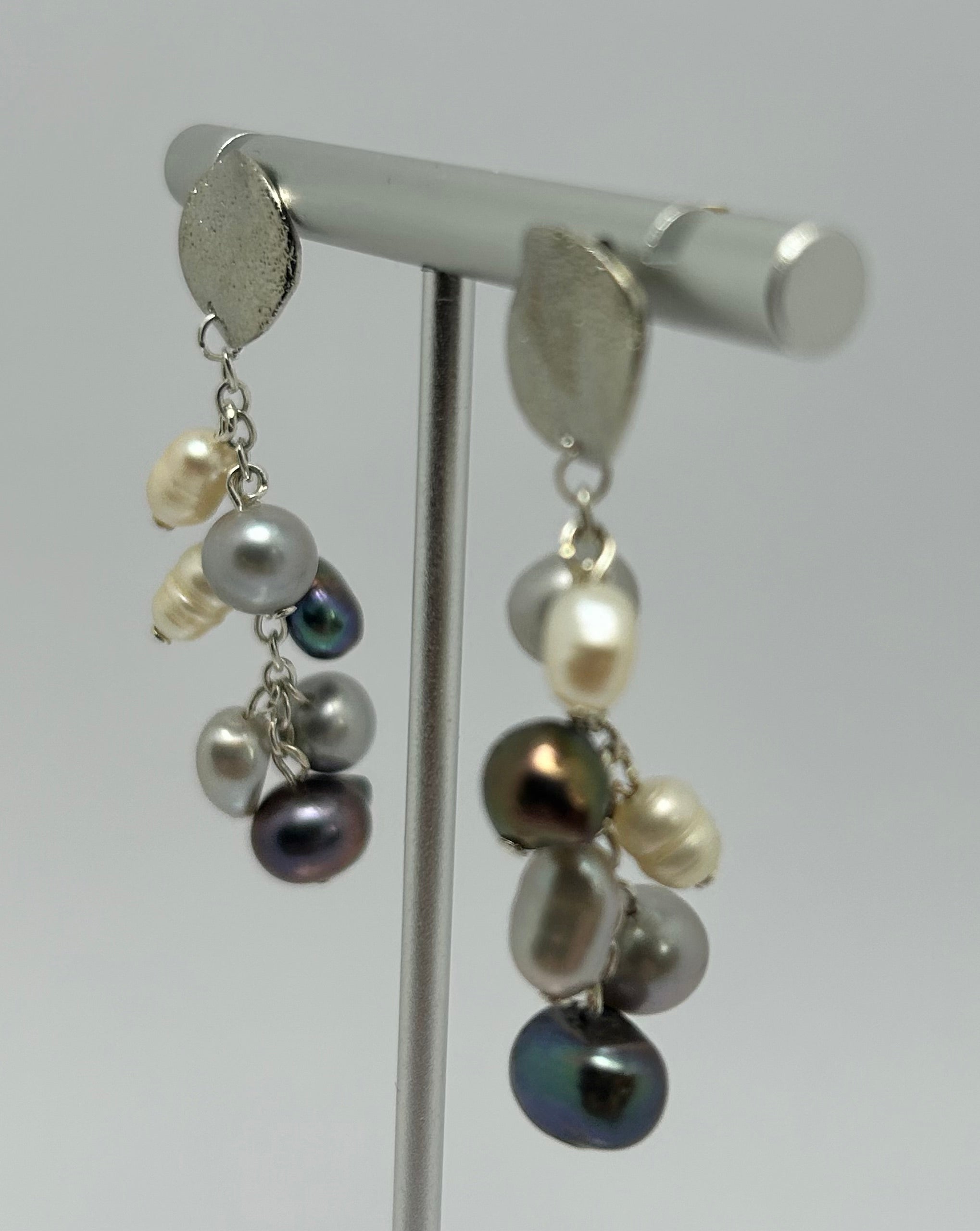 Freshwater Rice Pearls on Silver Plate