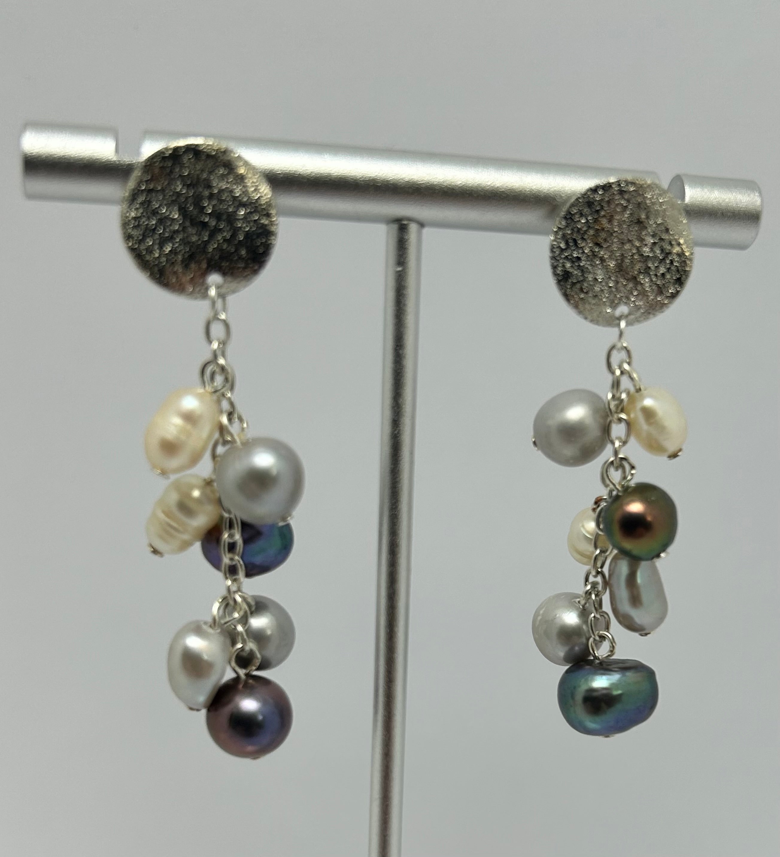 Freshwater Rice Pearls on Silver Plate
