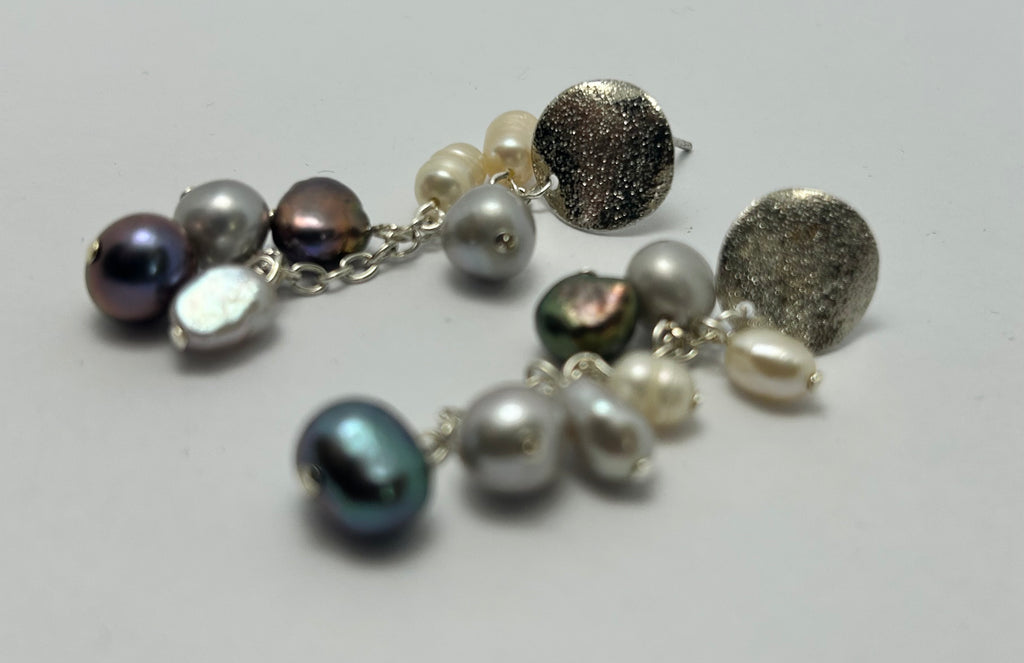 Freshwater Rice Pearls on Silver Plate